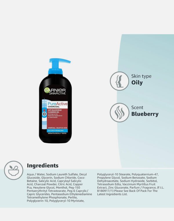 Garnier Pure Active Charcoal Cleansing Gel 200ml - Image 2
