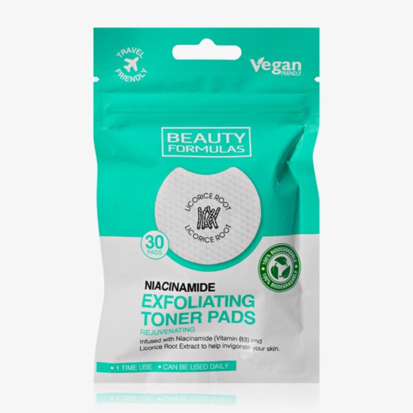Beauty Formulas Rejuvenating Niacinamide Exfoliating Toner Pads 30 Pads