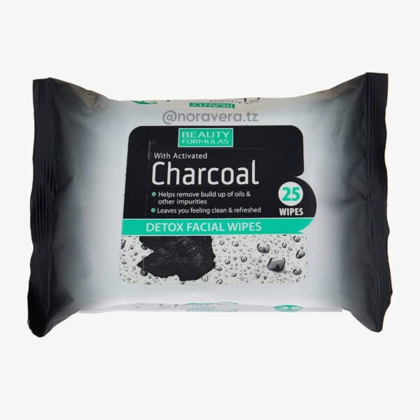 Beauty Formulas Activated Charcoal Detox Facial Wipes 25 Pack