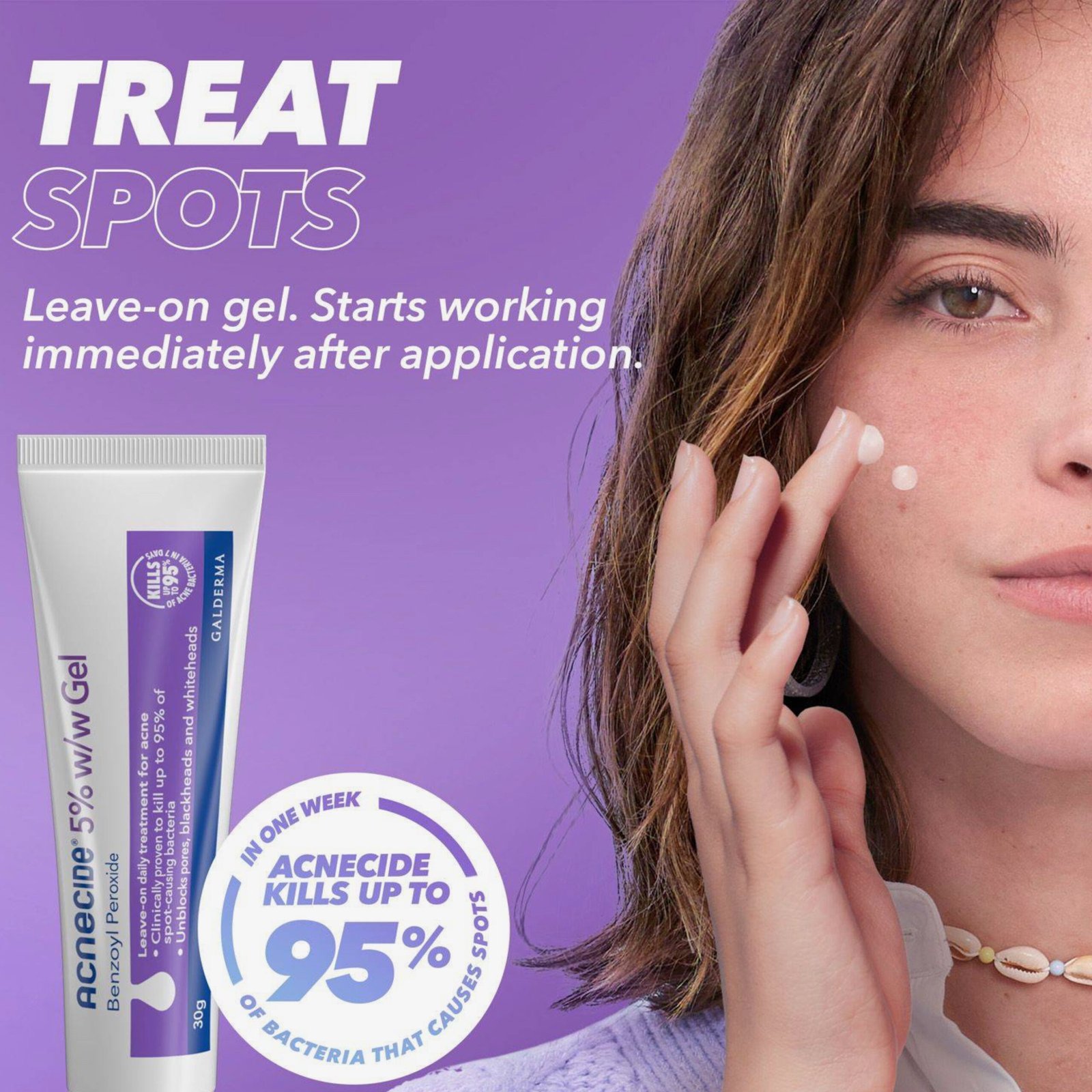 GALDERMA Acnecide Face Gel Spot Treatment with 5% Benzoyl Peroxide 15g - Image 2